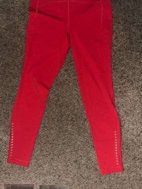 lululemon athletica Red Leggings with Stud Detail High Rise New